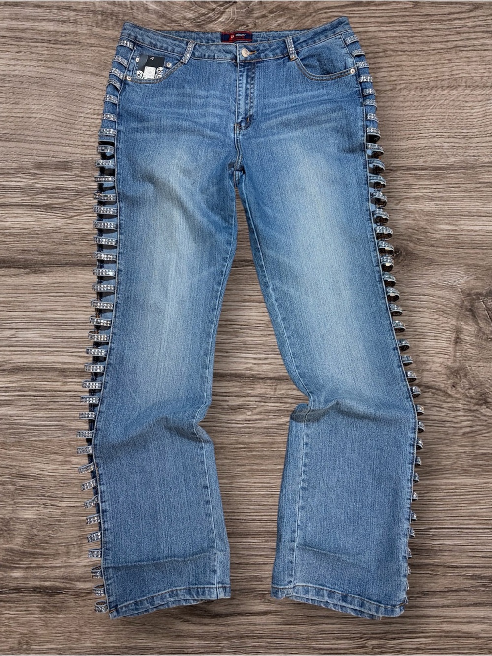 Blue Women's Jeans with Side Stud Detailing